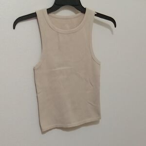 No Boundaries Cream Ribbed Fitted Tank Top